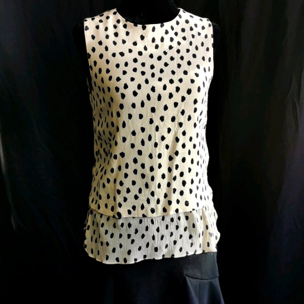 Kate Spade flamingo dot pleated tank top